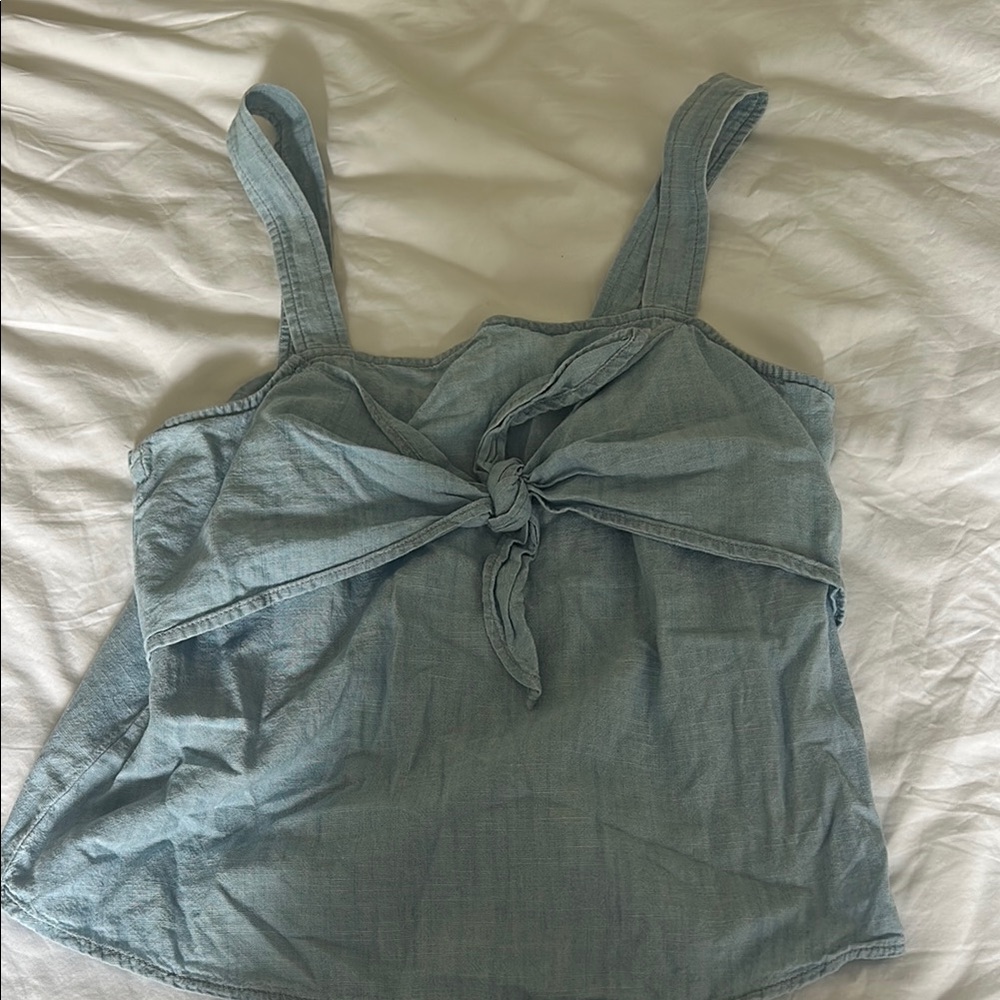 Madewell Blue Tie Front Sleeveless Tank Top